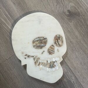 Skull cutting Board Marble With Inlaid Mother of Pearl & Abalone